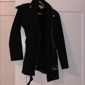 Michael Kors nylon, fur-lined faux-leather coat